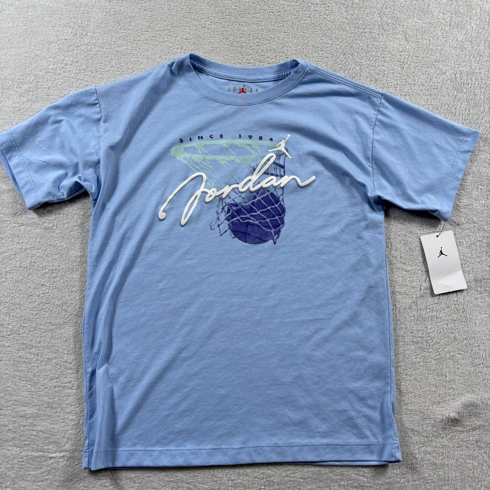 Air Jordan Aluminium JDB T Shirt Girls‎ XL Blue Classic Hoop Graphic Performance